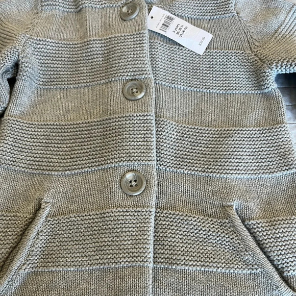 Baby Gap Grey Gray Toddler Boy Hoodie Garter Grandpa Sweater Coat Size 3 Nwt - Picture 7 of 10